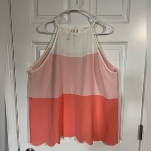 Chic Soul tank 3X - beautiful coral & white colors - scalloped bottom